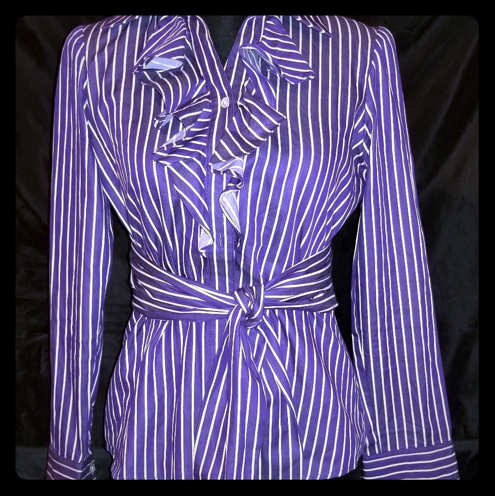 Jones New York Petite blouse purple-white